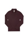 Dames polo B&C My Polo 210 Long Sleeve Heather Burgundy